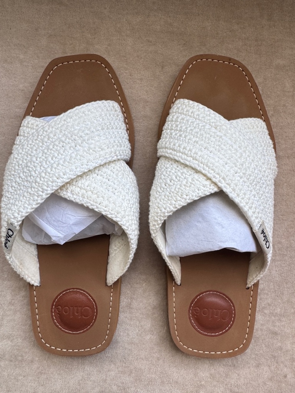 Chloe White Crossband Slide Sandals